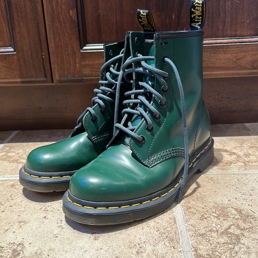 Dr Martens green 1460 Smooth Leather Lace Up Boots